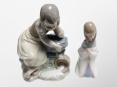 A Lladro figure The Virgin Mary number 4671 and a further Nao figure of a girl (2)