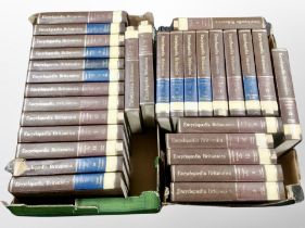 Two boxes of Encyclopedia Britannica volumes published by William Benton