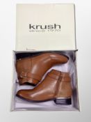 A pair of lady's Krush brown leather ankle boots,