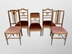 Five late Victorian rosewood and mahogany salon occasional chairs