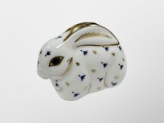 A Royal Crown Derby Rabbit paperweight with gold stopper