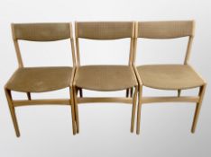 A set of six Danish 1970's beech framed dining chairs