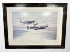 After Robert Taylor : Memorial flight, colour print signed by Johnnie Johnson,