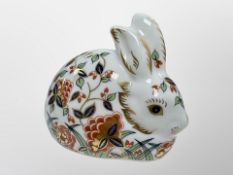 A Royal Crown Derby Meadow Rabbit paperweight with gold stopper,