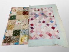 Two early 20th century patch work quilts