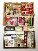 Two boxes of Danish Christmas decorations, baubles,