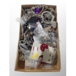 A box of costume jewellery, vintage and contemporary earrings,