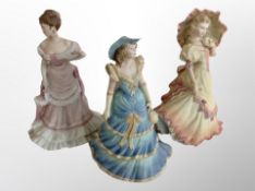 Three Coalport Age of Elegance bisque porcelain figures