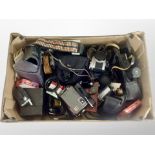 A box of vintage cameras and accessories, Fujica, Rapid D-1 camera,