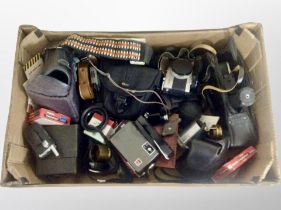 A box of vintage cameras and accessories, Fujica, Rapid D-1 camera,