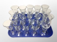 Twenty assorted Danish drinking glasses
