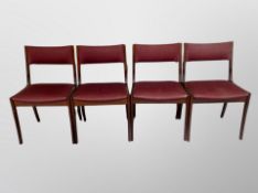 A set of four late 20th century Danish stained teak dining chairs
