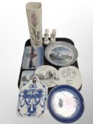 A Bavarian porcelain vase, assorted Danish ceramics,