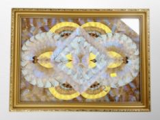 A gilt framed butterfly wing picture,