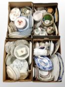 Four boxes of Scandinavian ceramics, Swedish porcelain dinner china, Chinese export dinner plates,