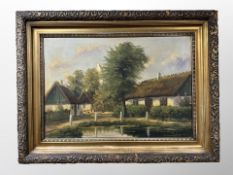 Johannes L* (Danish) : Thatched cottages, oil on canvas,