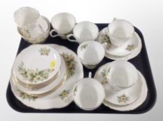 Twenty one pieces of Duchess Dogwood bone tea china
