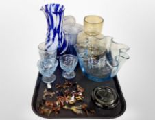 A group of Scandinavian glass ware, drinking glasses, envelope bowl,