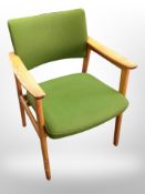 A late 20th century Danish oak framed armchair,