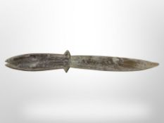 A Victorian carved whale bone letter opener,