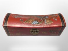 An Oriental red lacquered table box,