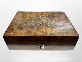 A burr walnut games box,