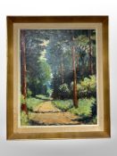 Danish School : Woodland path, oil on canvas,