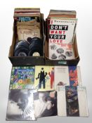 Two boxes of LP's and 45's, Duran Duran,