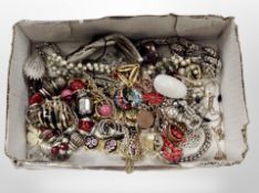 A small tray of brooches, bracelets, Danish design Pilgrim enamel bracelet, ring,