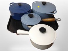 Four Cousances enamelled cast iron cooking pots