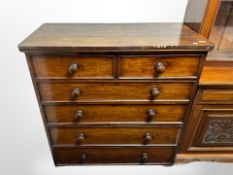 A Victorian mahogany six drawer chest,