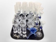 A group of Scandinavian glass ware, drinking glasses, candleholders,