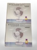 Two boxed 12 inch oscillating desk fans