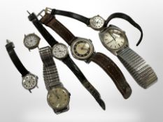 A gent's vintage stainless steel Tudor wristwatch, case 30mm, on later expanding bracelet,