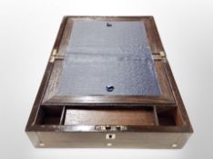 A Victorian rosewood writing slope together with a further inlaid mahogany table box