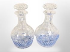 A good pair of early 19th century French cut crystal mallet decanters and stoppers,