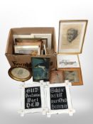 A box of Continental pictures and prints,