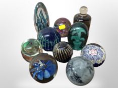 A Victorian glass dump with sulphide inclusion and nine other modern examples