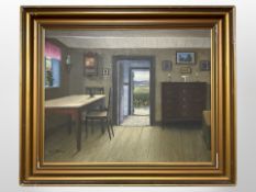 Poul Ronne : Cottage interior, oil on canvas,