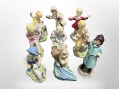 Nine Royal Worcester months of the year figurines modelled by F C Doughty