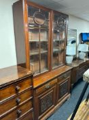 A late Victorian mahogany double door bookcase, width 137 cm,