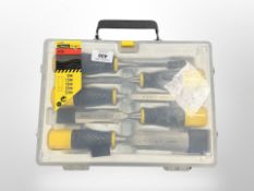 A boxed set of Stanley dynagrip wood chisels