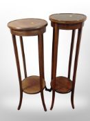 Two Edwardian mahogany plant stands