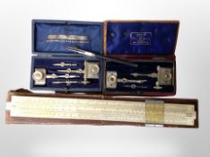 A Unique log slide rule and two precision drawing sets