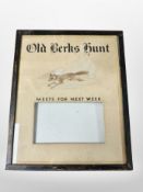 A scarce Edwardian Old Berks Hunt weekly meeting card holder depicting a fox,