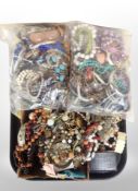 A tray of costume jewellery