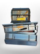 Two concertina tool boxes and contents