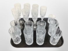 Seven crystal wine glasses,