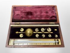 A Sikes hydrometer in inlaid mahogany fitted box