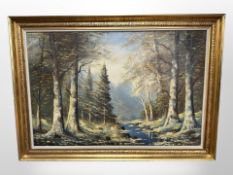 Danish School : Forest stream, oil on canvas,